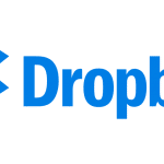 The image features the Dropbox logo, which consists of a blue open box icon made of four diamond shapes, next to the word "Dropbox" written in blue text. The overall design is minimalist and uses shades of blue, reflecting its seamless integration with iPad drag and drop support.