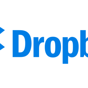 The image features the Dropbox logo, which consists of a blue open box icon made of four diamond shapes, next to the word "Dropbox" written in blue text. The overall design is minimalist and uses shades of blue, reflecting its seamless integration with iPad drag and drop support.