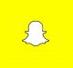 The image shows the redesigned Snapchat logo, featuring a white ghost with a thick black outline on a bright yellow background. The ghost appears to have arms outstretched. The background is entirely yellow with no other elements, representing Snapchat's bold leap on the brink of innovation.