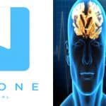 The image is divided into two sections. The left shows the logo of DayOne Journal, featuring a blue bookmark with text underneath. The right shows a medical illustration of a human head with brain highlighted and the term "CTE" beside it, emphasizing the importance of caring for someone with this condition.