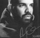 Grayscale image of a man with a pensive expression, wearing a thick high-collared garment. The image resembles album art and features a handwritten signature with the word "Scorpion" written in the bottom right corner, hinting at Drake's Scorpion album.