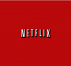 A redesigned TV app features a sleek red background with the word "NETFLIX" in bold, white letters and a slight shadow effect, perfectly centered in the middle of the image.