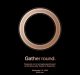 A black background with a gold circle in the center. Below the circle, text reads: "Gather round. Please join us for an Apple special event at the Steve Jobs Theater in Cupertino on September 12, 2018, at 10:00 a.m.