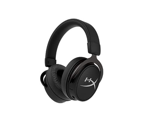 A pair of black over-ear headphones with a sleek design featuring the HyperX logo on the ear cups. Ideal for everyday use, the HyperX Cloud Mix gaming headset has padded headbands and ear cushions for added comfort.