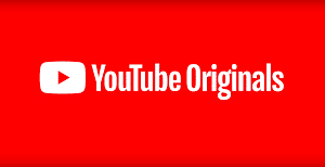 Red background with a white YouTube logo on the left and the words "YouTube Originals" in white text to the right of the logo, perfect for those obsessed with binge-watching like on Netflix.