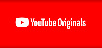 Red background with a white YouTube logo on the left and the words "YouTube Originals" in white text to the right of the logo, perfect for those obsessed with binge-watching like on Netflix.