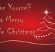 Red background with golden text reading "Have Yourself a Merry Little Christmas." To the right, a minimalist golden Christmas tree with a star at the top and a curved line beneath adds festive holiday cheer. Perfect for your Apple playlist cover.