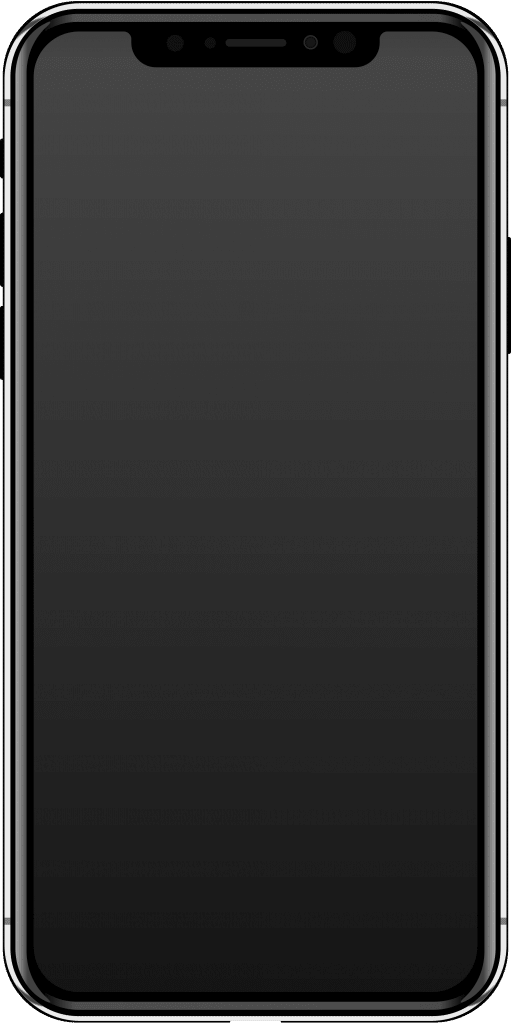 A detailed illustration of a modern Apple smartphone with a sleek, black screen and a thin silver frame. The all-OLED iPhone features a slight notch at the top for the front camera and sensors. The screen is off, displaying a blank, dark appearance.