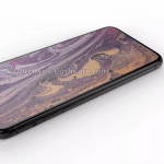 A smartphone with a large screen displaying a marbled pattern with purple and beige swirls is shown at an angle. The renders highlight its dual rear camera setup and physical buttons on the side. Text “©OnLeaks x CashKaro.com” is superimposed on the screen, reminiscent of 2019 models of the iPhone.