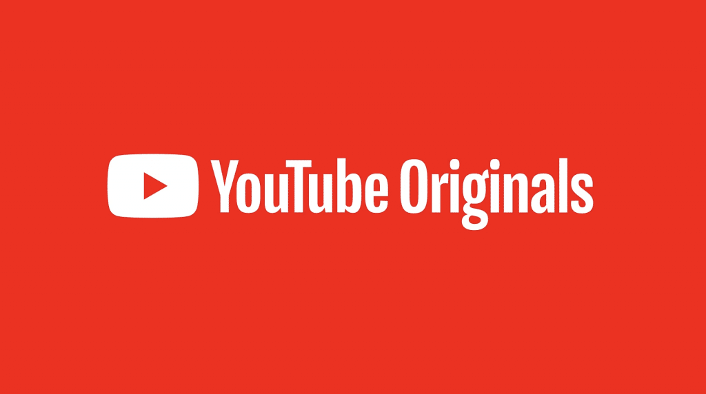 The image shows the YouTube Originals logo, featuring a red background with the YouTube play button icon on the left and the text "YouTube Originals" in white to the right of the icon, emphasizing its ad-supported content.