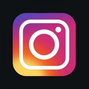 Instagram logo: a white outline of a camera with a circular lens and a dot in the top right corner, set against a gradient background transitioning from purple to pink to orange and yellow. The background is black, echoing Instagram community guidelines that stress creativity within boundaries.