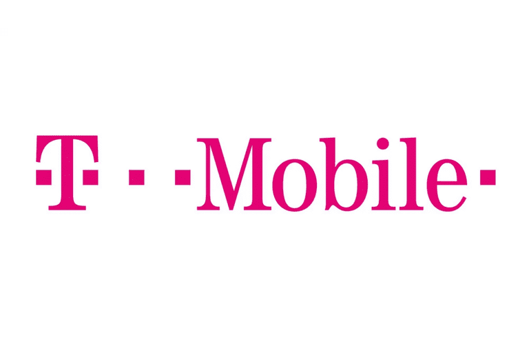 The image shows the logo of T-Mobile, featuring a magenta 'T' separated by two dots from the word 'Mobile,' also in magenta, all on a white background. This design comes post-merger with Sprint, symbolizing their unified brand identity.