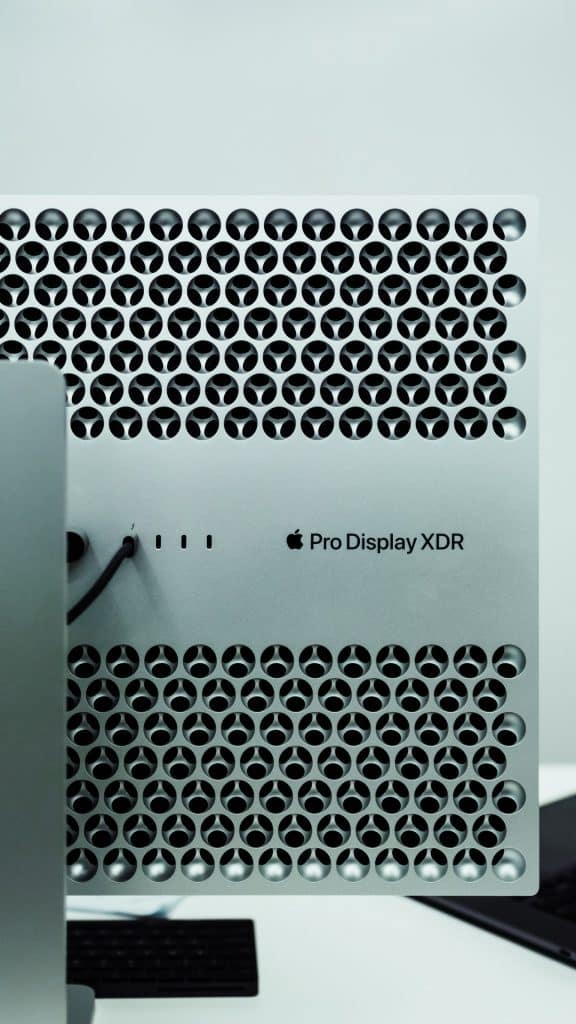 The next Pro Display XDR showcasing its advanced mini-LED technology and Thunderbolt 4 hub for creative professionals