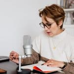 Woman Recording Audiobook