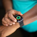 Woman using her Apple Watch for fitness