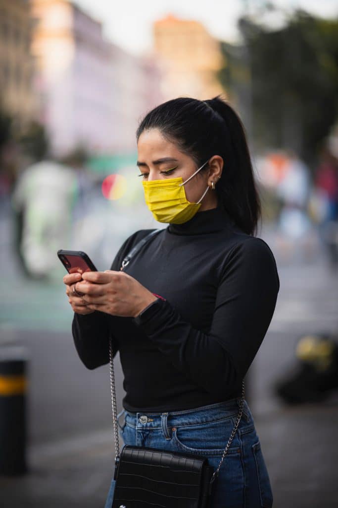 Woman wearing a mask