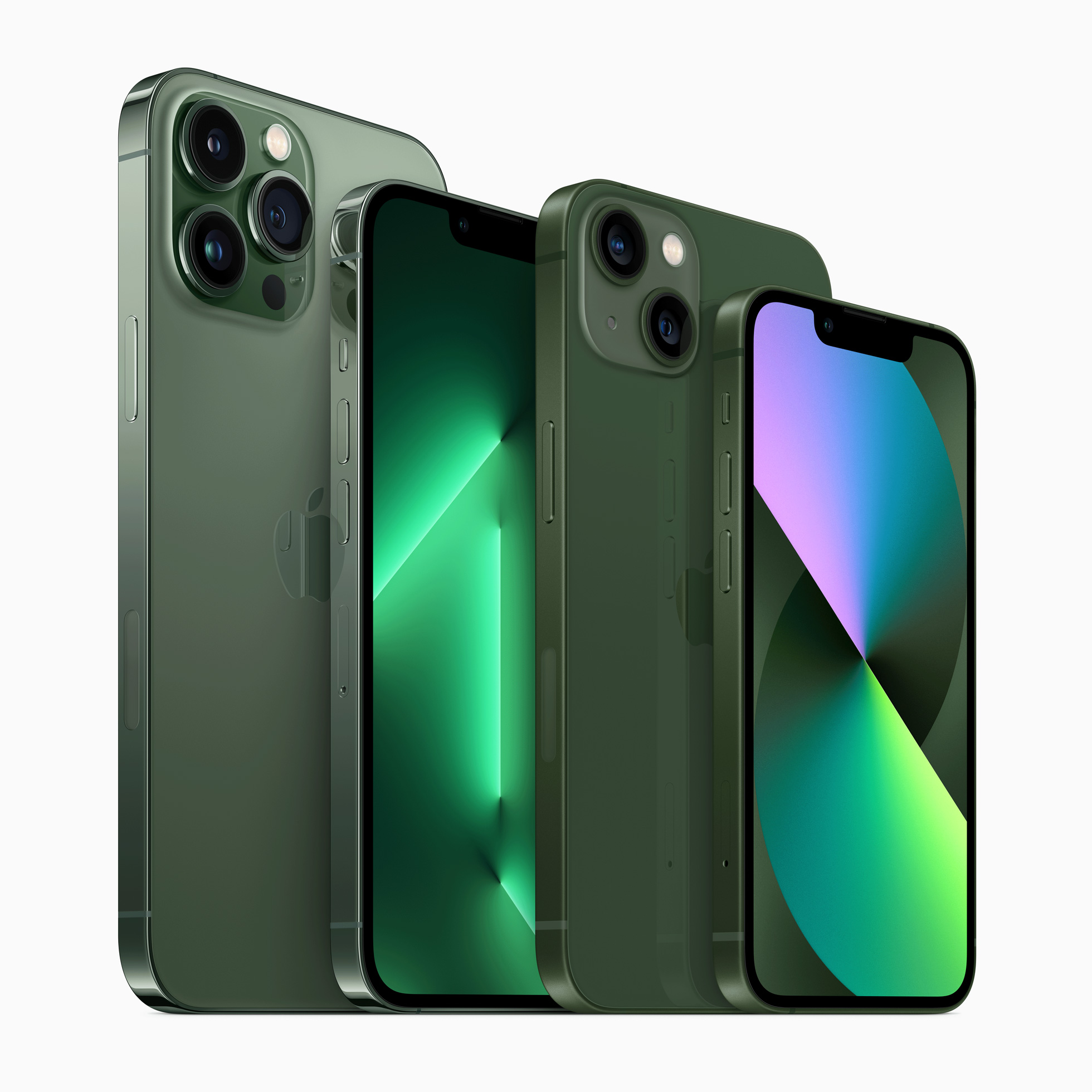Green iPhone 13 and alpine green iPhone 13 Pro