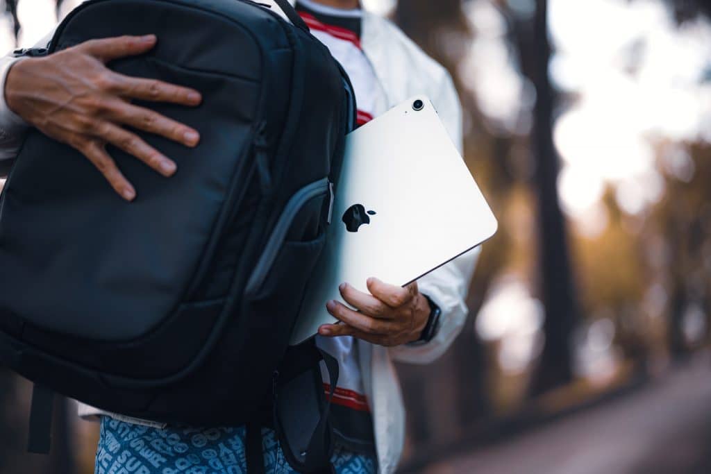 Putting an iPad into a bag