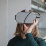 Wearing a VR headset