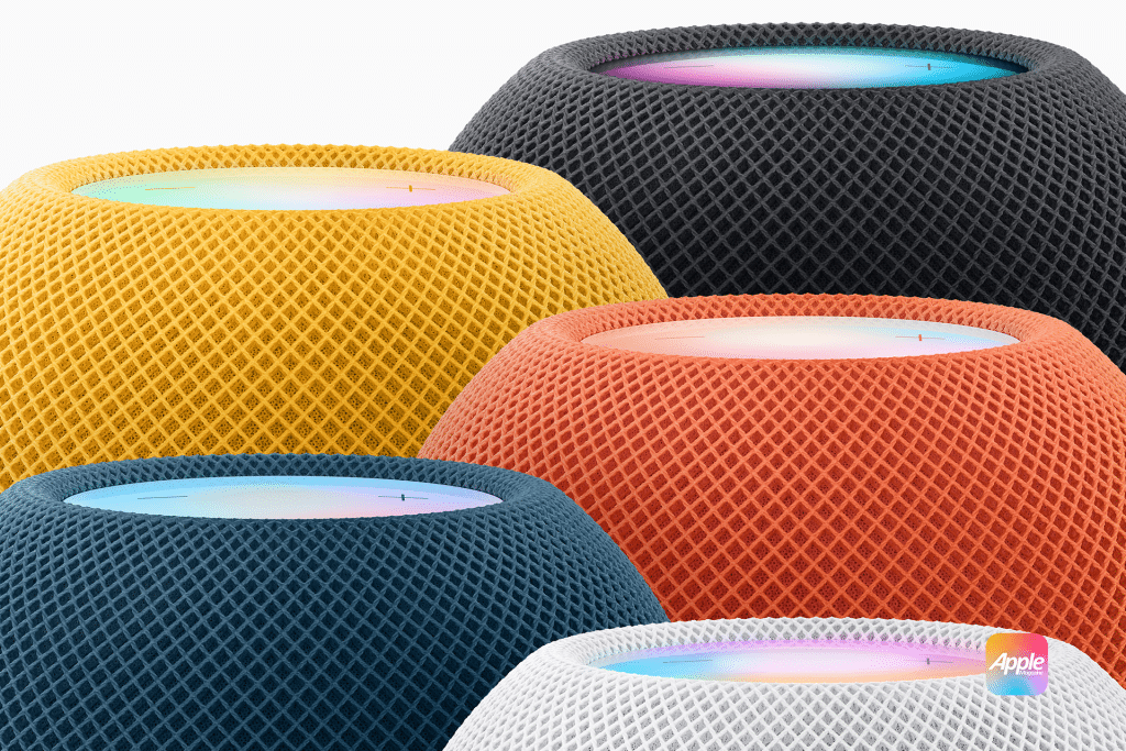 Compact HomePod mini 2 speaker in midnight color, showcasing Apple’s rumored 2025 design with Wi-Fi 6E and Proxima chip enhancements.