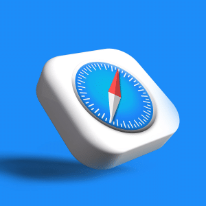 A 3D illustration of the Safari Technology Preview 212 browser icon on a blue background. The icon is square with rounded edges, featuring a compass design in blue and white with a red needle, and a small Apple logo in the bottom right corner.