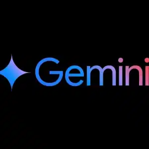 The image features the word "Gemini" in a gradient of blue to pink on a black background, accompanied by a blue star-like logo to the left, capturing the essence of a standalone experience akin to Gemini AI's innovations.