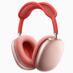 Pink over-ear wireless premium headphones with a cushioned headband and ear cups, featuring a modern, sleek design, shown against a white background.