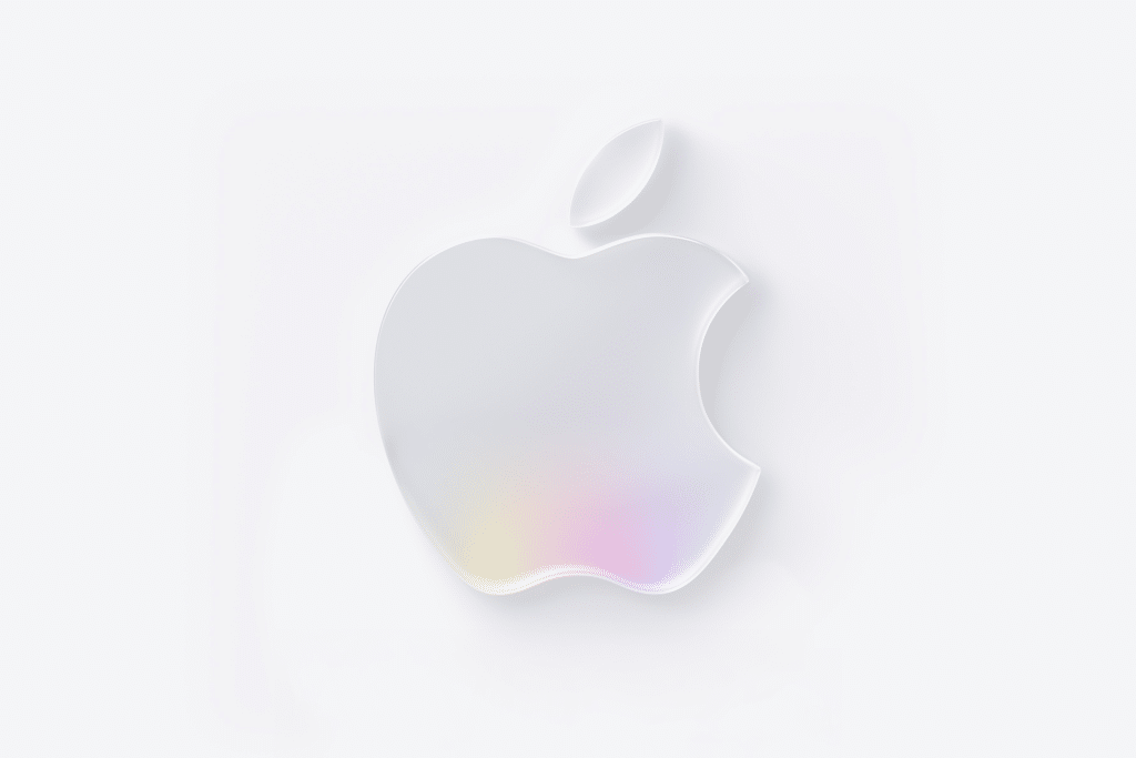 A white Apple logo with a subtle, soft rainbow-colored gradient at the bottom, set against a light gray background—perfect for highlighting Apple Q3 2025 earnings updates.