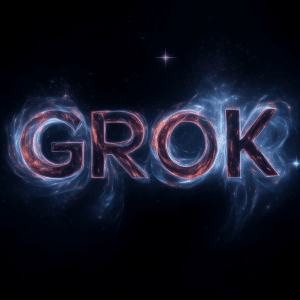 The word "GROK 2.5" appears in large, glowing letters with a swirling, cosmic nebula effect against a dark, starry background, hinting at the next era of AI transparency.