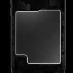 Close-up view of the interior of an iPhone 17 Pro, showing a large, rectangular iPhone Vapor Chamber outlined with a glowing white border, surrounded by various internal parts and circuitry.