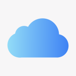 A simple, stylized blue cloud icon with a gradient from light blue to darker blue, centered on a plain light gray background—evoking the clean look of iCloud support in iOS 10 and macOS Sierra.