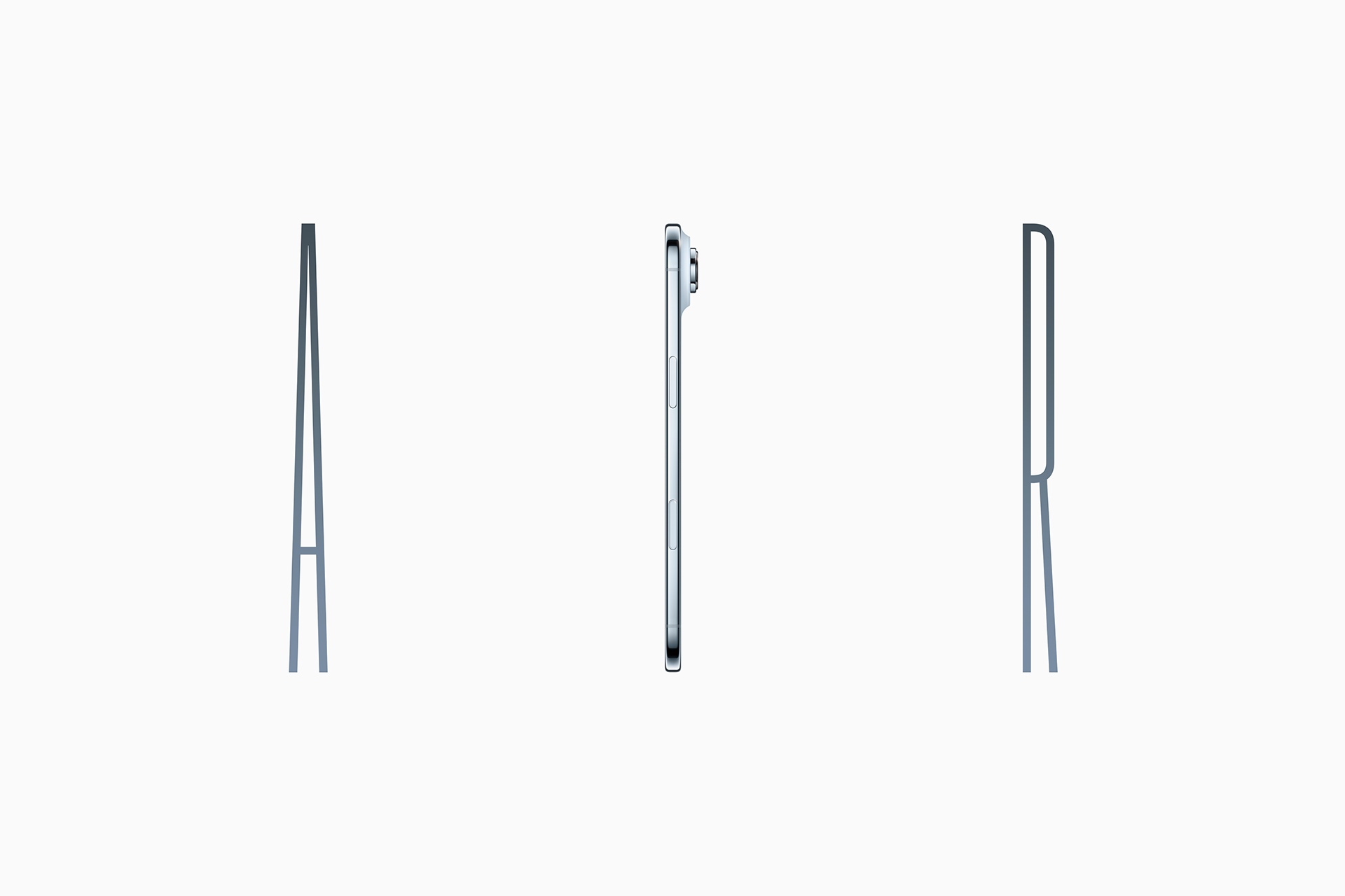 Minimalist image showing the word "AIR," with each letter resembling the thin side profile of a smartphone—perfectly capturing the ultra-slim design of the iPhone Air. Ideal for those seeking visuals that reflect iPhone Air pros cons in style.