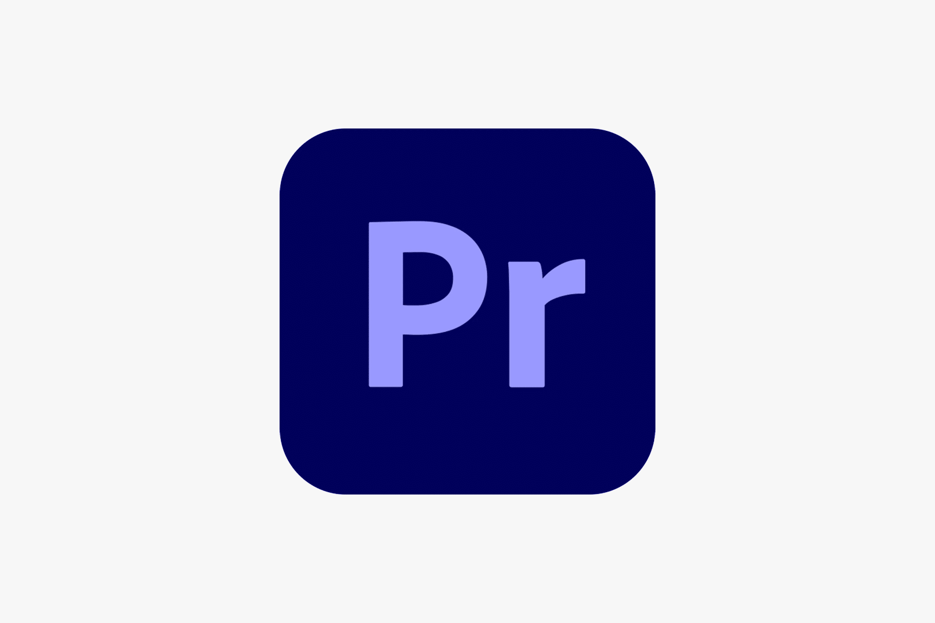 A dark blue rounded square icon with the light purple letters "Pr" in the center, representing the Adobe Premiere Pro logo, used for editing YouTube Shorts, on a light gray background.