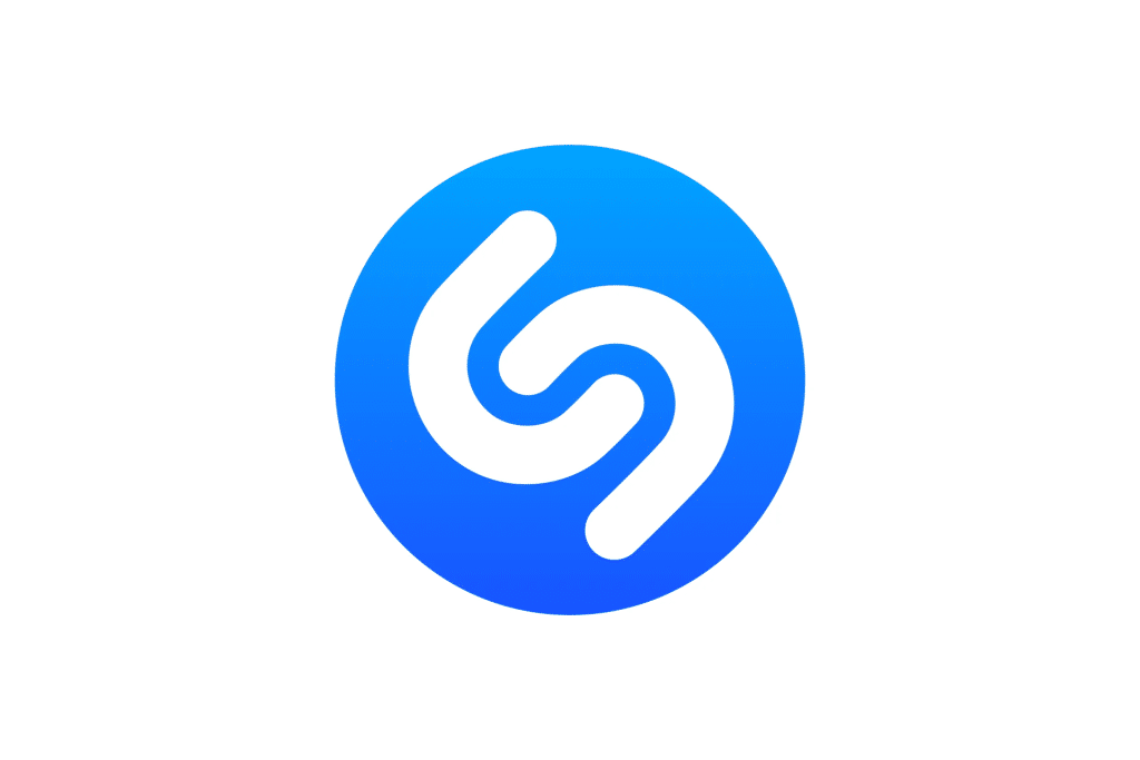 A circular blue gradient logo with a white stylized "S" in the center, inspired by the Shazam iOS Liquid Glass redesign, representing the Shazam music identification app.