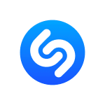 A circular blue gradient logo with a white stylized "S" in the center, inspired by the Shazam iOS Liquid Glass redesign, representing the Shazam music identification app.