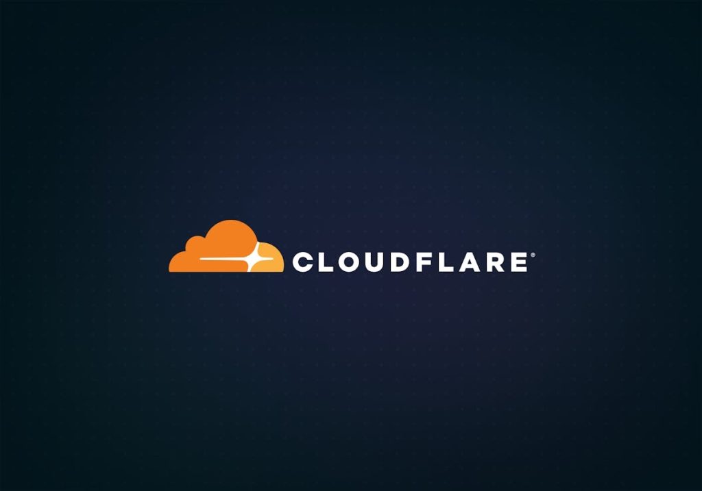 Cloudflare logo featuring an orange cloud to the left of "CLOUDFLARE" in white, set against a dark gradient background—commonly seen during updates or maintenance after a Cloudflare global network issue.