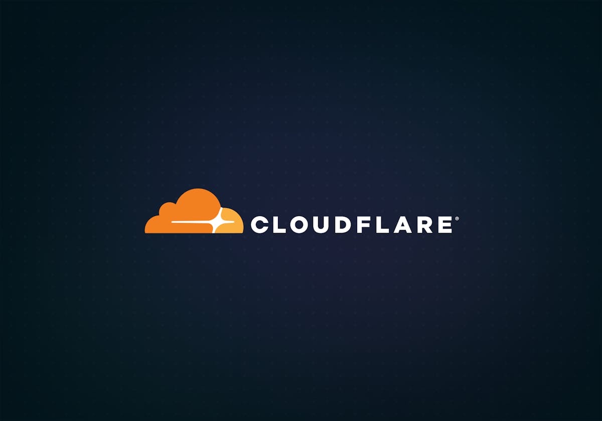 Cloudflare logo featuring an orange cloud to the left of "CLOUDFLARE" in white, set against a dark gradient background—commonly seen during updates or maintenance after a Cloudflare global network issue.