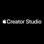 White Apple logo followed by the words "Apple Creator Studio" in white text, centered on a solid black background.