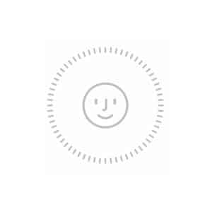 A simple gray smiley face inside a dotted circular border on a white background, with a small, light gray Apple logo in the lower right corner—perfect for those looking to protect iPhone photos while keeping style minimal.