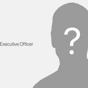 Apple Next CEO - A gray silhouette of a person with a large question mark over the face is labeled "Apple Next CEO." The Apple logo appears in the bottom right corner on a light background.