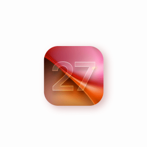 A logo featuring a number, inspired by the sleek design language of iOS 27.