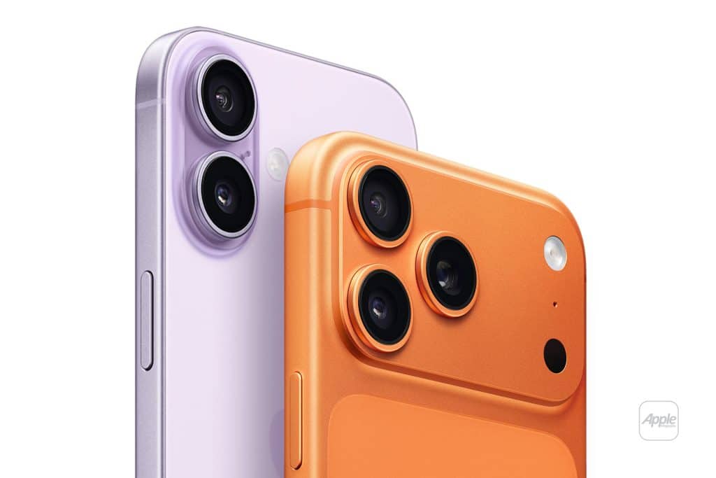 Close-up of two smartphones, one in light purple and the other in orange, highlighting their multiple rear camera lenses and sleek, modern design—perfect for an AppleMagazine Cover Story. - AppleMagazine