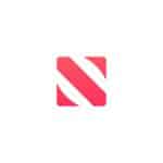 A red and white abstract icon resembling the letter "N" on a white background represents the Apple News app, which some discuss in conversations about Apple News political bias. The Apple logo appears in gray in the bottom right corner.