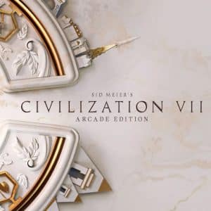 A decorative, marble-themed background with gold accents surrounds the text “Civilization VII Arcade Edition” in elegant font at the center.