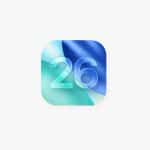 App icon with overlapping blue and aqua shapes in the background and the number 26 in translucent white centered on top, inspired by iOS 26.3 design elements.