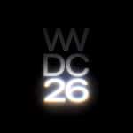The text "WWDC 26" appears in a bold, modern font on a black background, with "26" glowing brightly in white and orange tones, suggesting emphasis and a futuristic style.