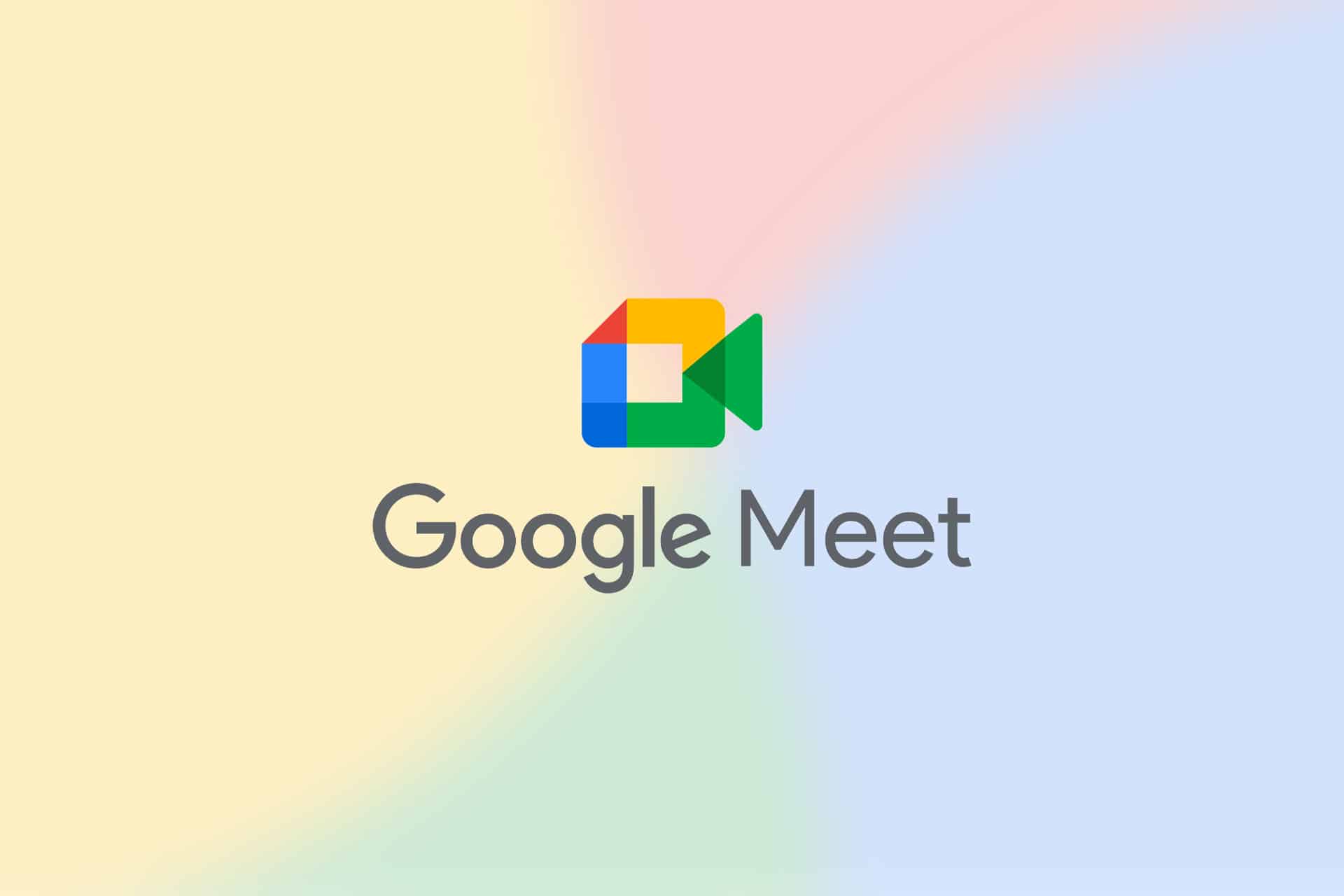 Google Meet CarPlay logo with a colorful camera icon above the text “Google Meet,” set against a soft gradient background in yellow, pink, blue, and green tones.