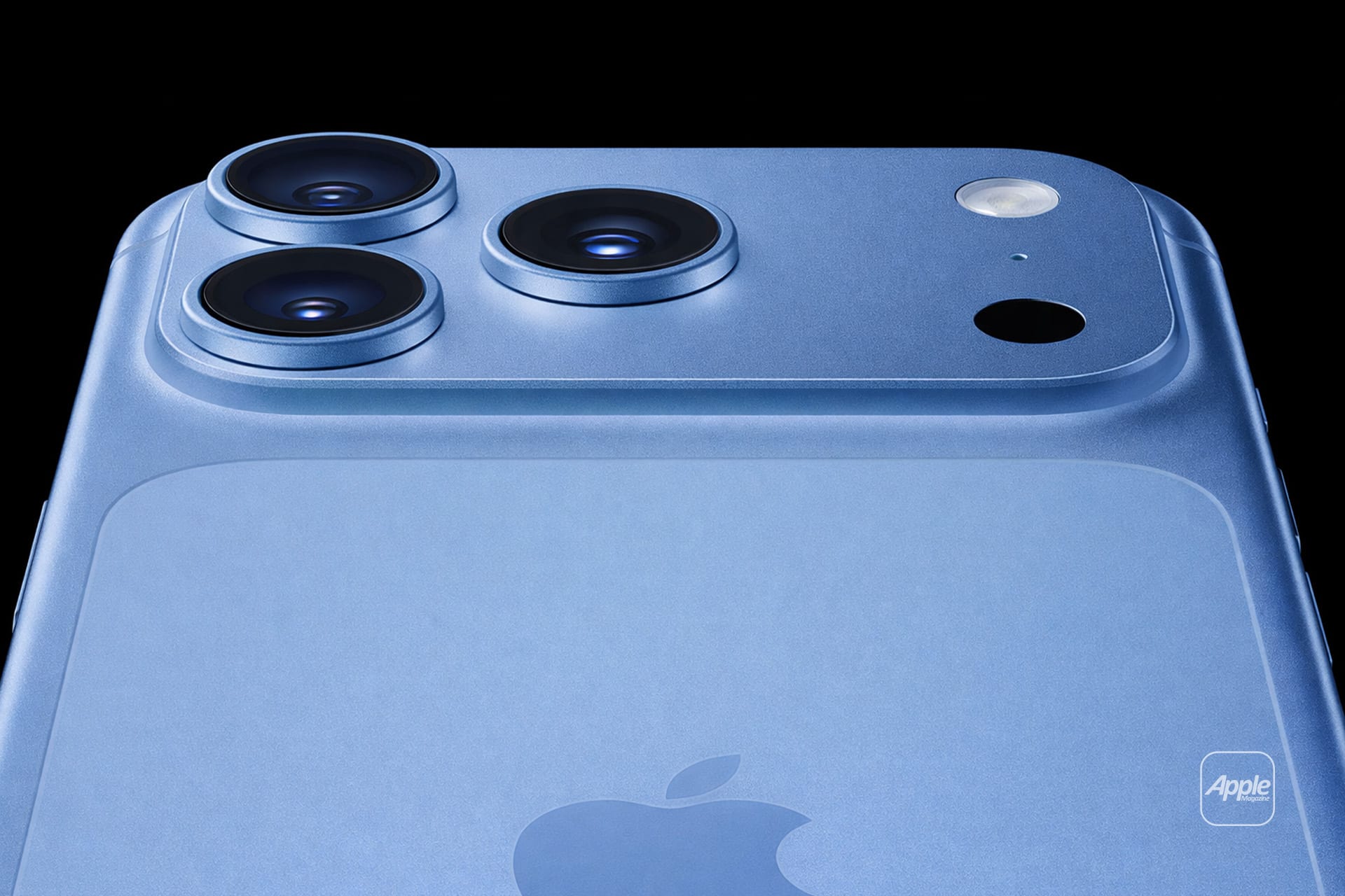 iPhone 18 pricing - Close-up of the back of a blue smartphone, highlighting its sleek design, triple camera module, flash, Apple logo, and one of the new iPhone 18 Pro colors.
