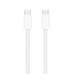 Two USB-C braided cables with a white, textured finish are shown side by side, both connectors facing upward against a plain white background.