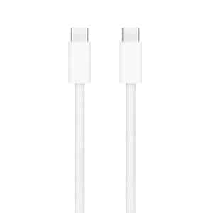 Two USB-C braided cables with a white, textured finish are shown side by side, both connectors facing upward against a plain white background.